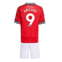 Camiseta Manchester United Rasmus Hojlund #9 Primera Equipación Replica 2025-26 para niños mangas cortas (+ Pantalones cortos)
